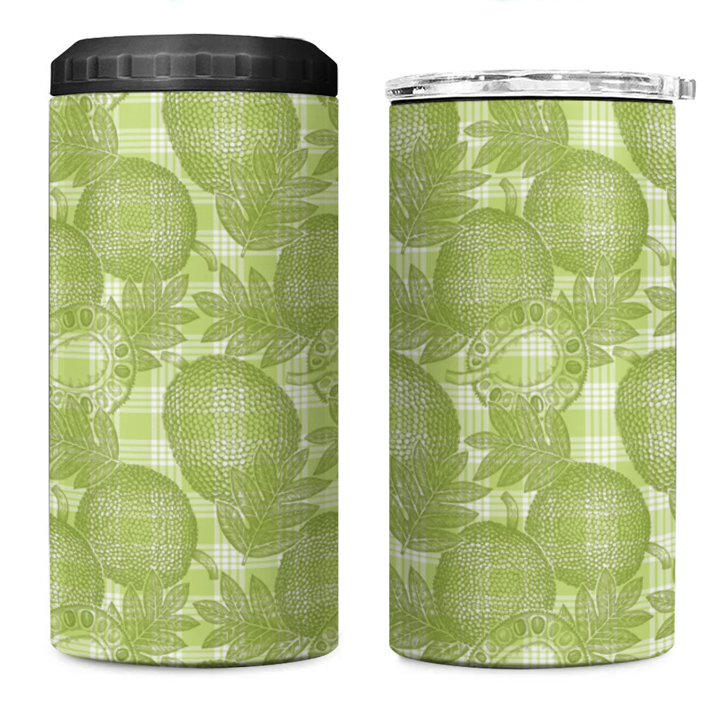 Omaomao Hawaii Breadfruit Palaka Motifs 4 in 1 Can Cooler Tumbler LT14 One Size: 16 oz Green - Polynesian Pride