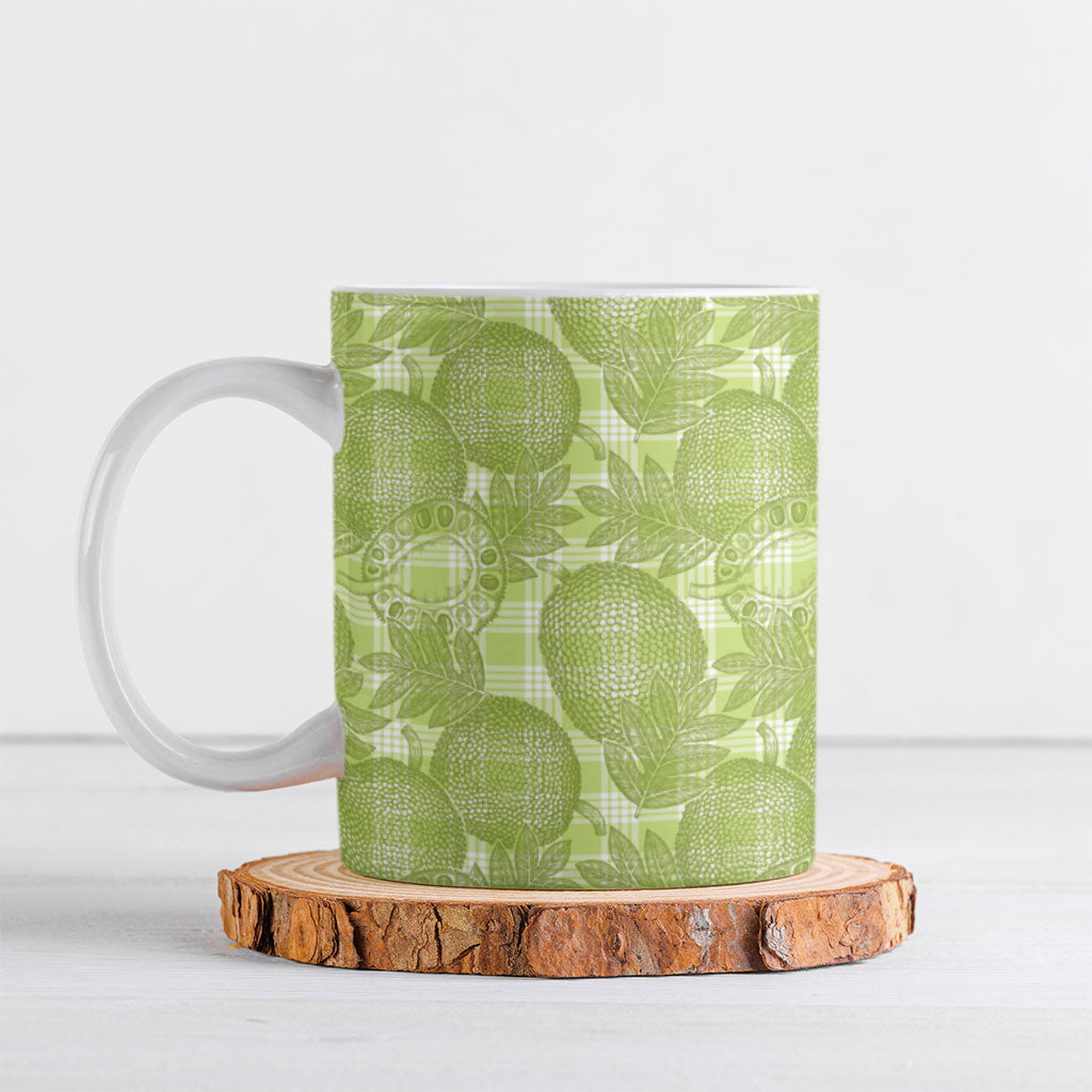 Omaomao Hawaii Breadfruit Palaka Motifs Ceramic Mug LT14 Green - Polynesian Pride