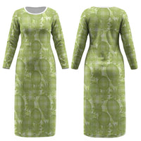 Omaomao Hawaii Breadfruit Palaka Motifs Couples Matching Long Sleeve Bodycon Dress and Hawaiian Shirt LT14 - Polynesian Pride
