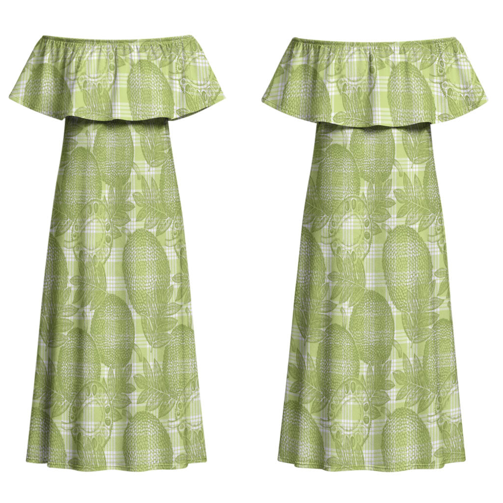 Omaomao Hawaii Breadfruit Palaka Motifs Couples Matching Off Shoulder Maxi Dress and Hawaiian Shirt LT14 - Polynesian Pride