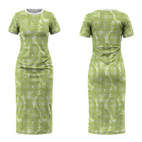 Omaomao Hawaii Breadfruit Palaka Motifs Couples Matching Short Sleeve Bodycon Dress and Hawaiian Shirt LT14 - Polynesian Pride