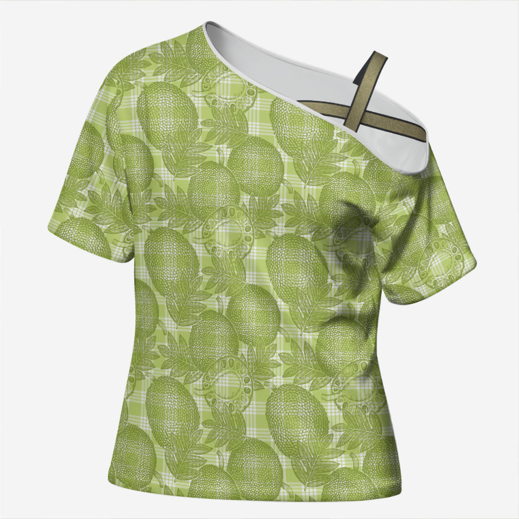 Omaomao Hawaii Breadfruit Palaka Motifs Cross Shoulder Shirt LT14 Female Green - Polynesian Pride