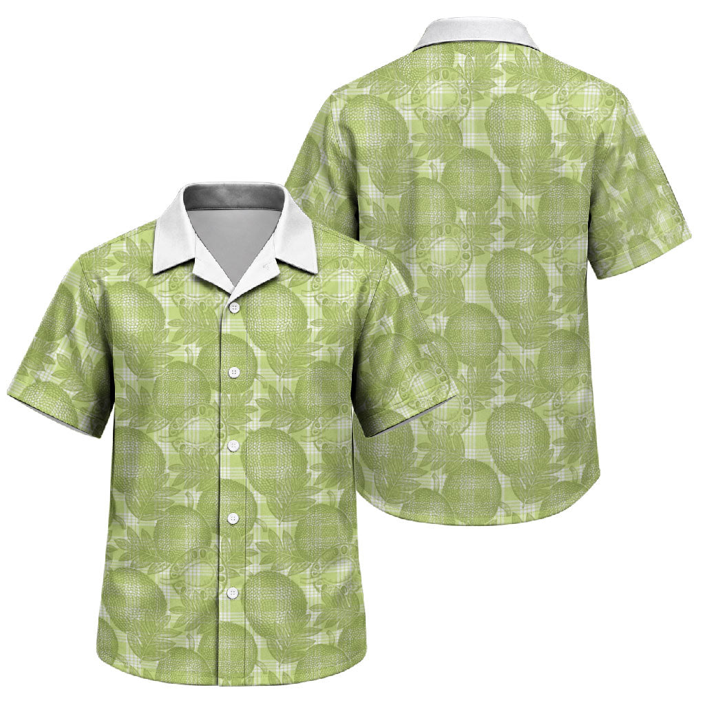 Omaomao Hawaii Breadfruit Palaka Motifs Family Matching Mermaid Dress and Hawaiian Shirt LT14 Son's Shirt Green - Polynesian Pride