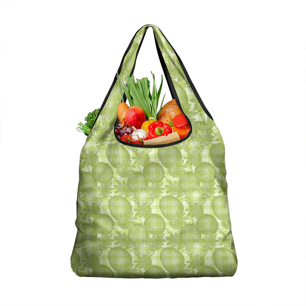 Omaomao Hawaii Breadfruit Palaka Motifs Grocery Bag LT14 1-pack One Size Green - Polynesian Pride