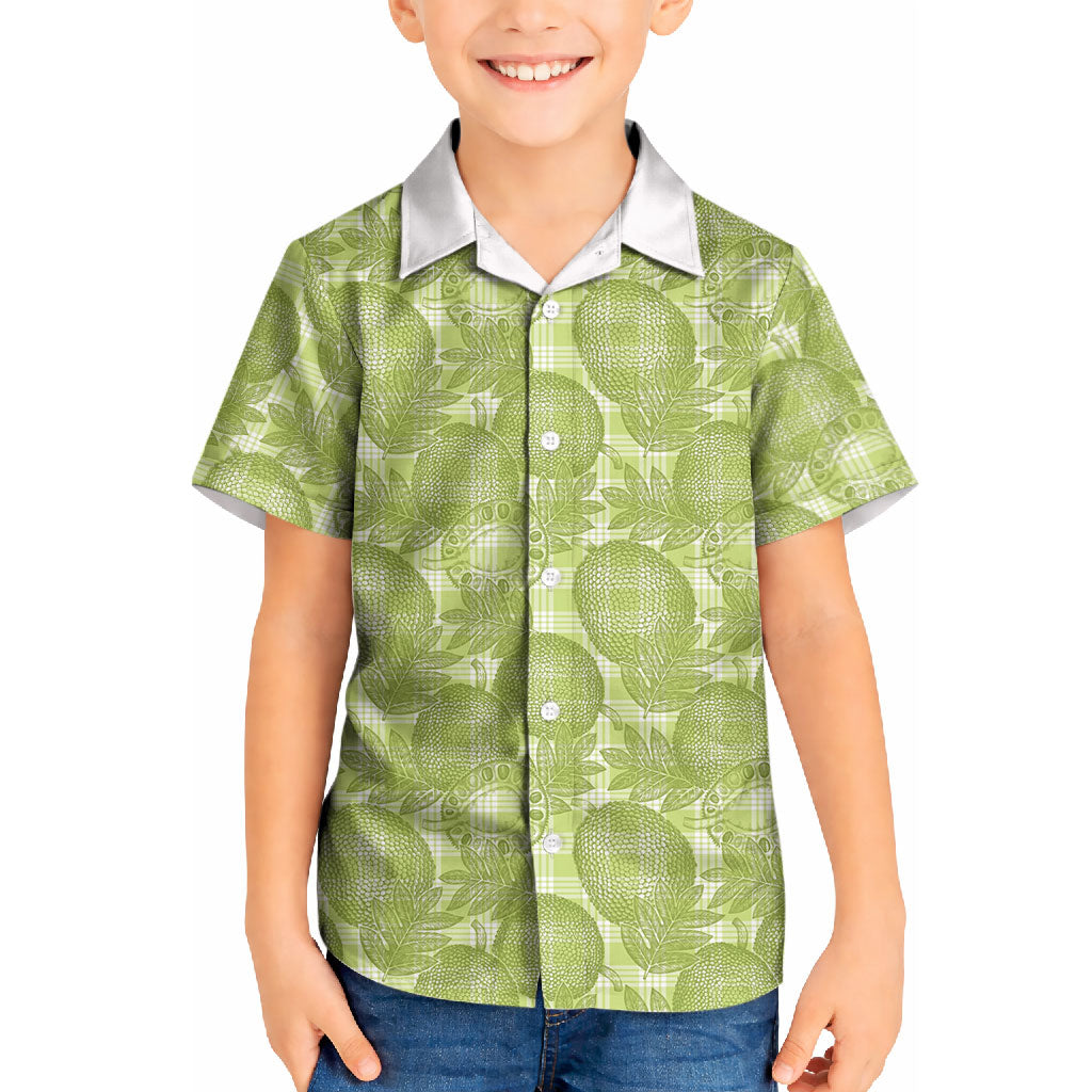 Omaomao Hawaii Breadfruit Palaka Motifs Kid Hawaiian Shirt LT14 Kid Green - Polynesian Pride