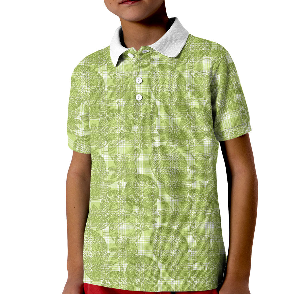 Omaomao Hawaii Breadfruit Palaka Motifs Kid Polo Shirt LT14 Kid Green - Polynesian Pride