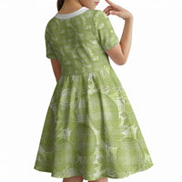 Omaomao Hawaii Breadfruit Palaka Motifs Kid Short Sleeve Dress LT14 - Polynesian Pride
