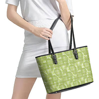 Omaomao Hawaii Breadfruit Palaka Motifs Leather Tote Bag LT14 - Polynesian Pride