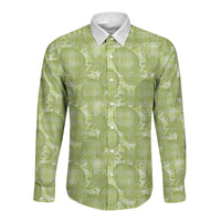 Omaomao Hawaii Breadfruit Palaka Motifs Long Sleeve Button Shirt LT14 Unisex Green - Polynesian Pride