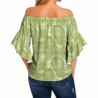 Omaomao Hawaii Breadfruit Palaka Motifs Off Shoulder Wrap Waist Top LT14 - Polynesian Pride