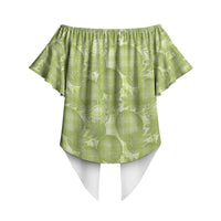 Omaomao Hawaii Breadfruit Palaka Motifs Off Shoulder Wrap Waist Top LT14 - Polynesian Pride