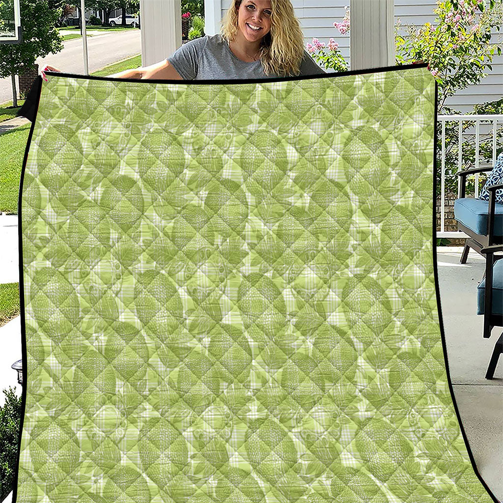 Omaomao Hawaii Breadfruit Palaka Motifs Quilt LT14 Green - Polynesian Pride