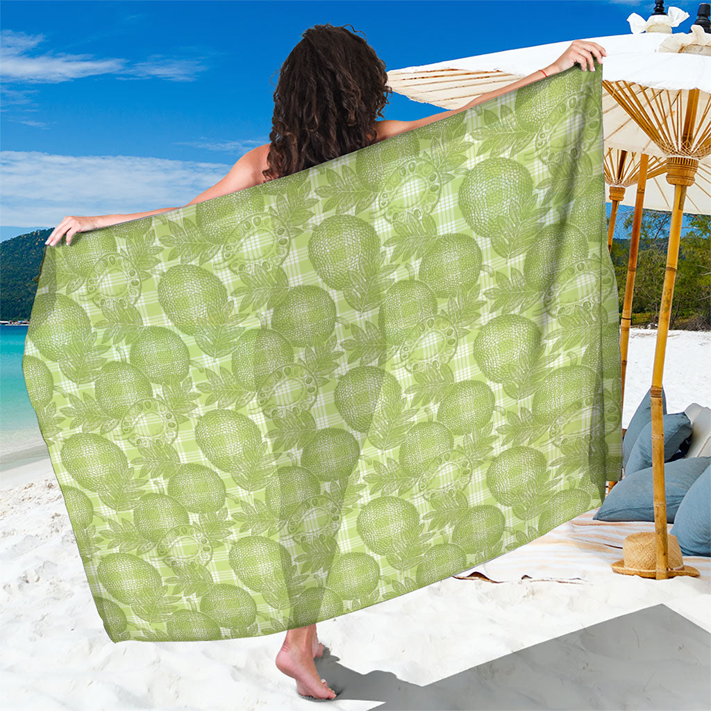 Omaomao Hawaii Breadfruit Palaka Motifs Sarong LT14 One Size 44 x 66 inches Green - Polynesian Pride
