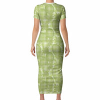 Omaomao Hawaii Breadfruit Palaka Motifs Short Sleeve Bodycon Dress LT14 - Polynesian Pride