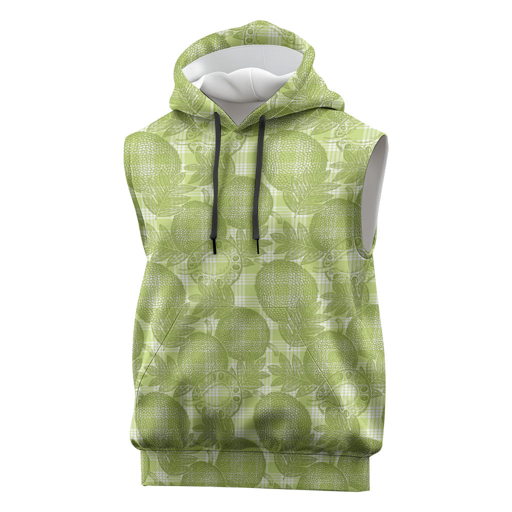 Omaomao Hawaii Breadfruit Palaka Motifs Sleeveless Hoodie LT14 Green - Polynesian Pride