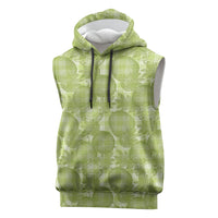 Omaomao Hawaii Breadfruit Palaka Motifs Sleeveless Hoodie LT14 Green - Polynesian Pride