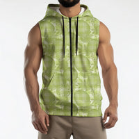 Omaomao Hawaii Breadfruit Palaka Motifs Sleeveless Zip Hoodie LT14 - Polynesian Pride