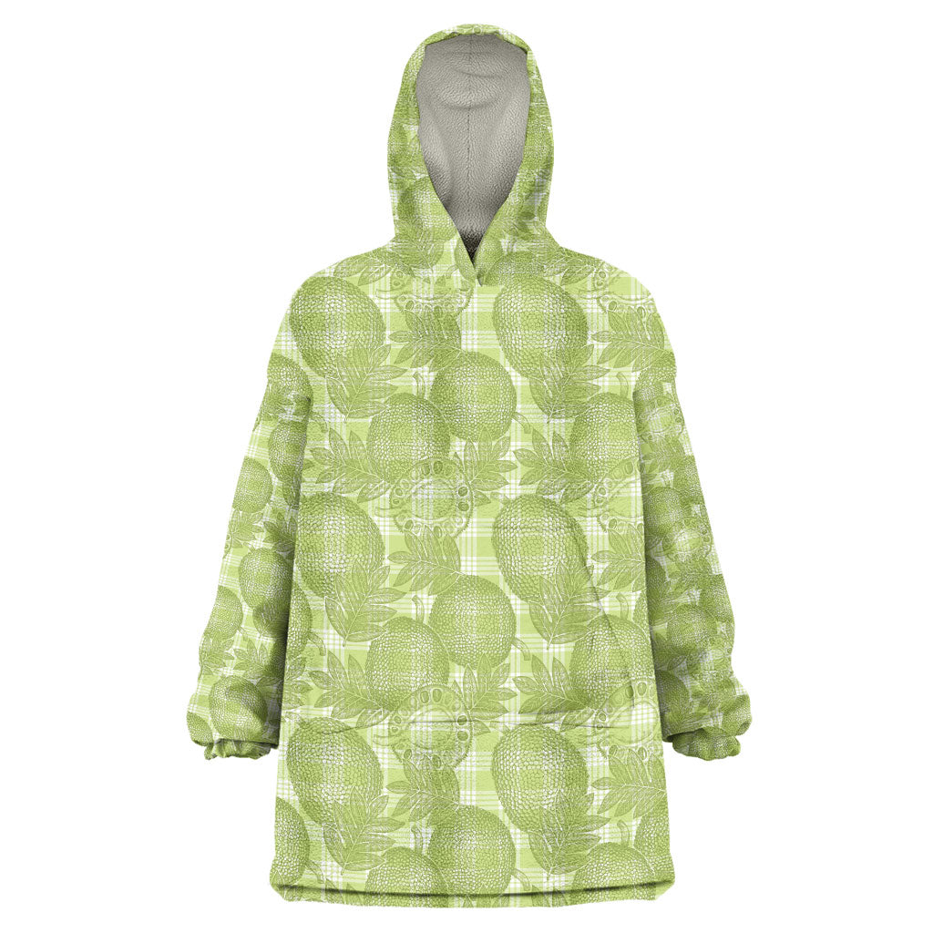 Omaomao Hawaii Breadfruit Palaka Motifs Wearable Blanket Hoodie LT14 One Size Green - Polynesian Pride