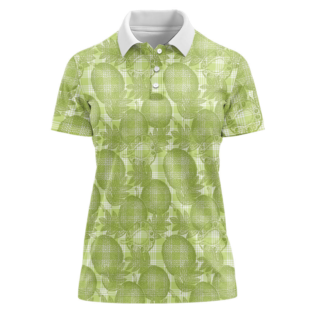 Omaomao Hawaii Breadfruit Palaka Motifs Women Polo Shirt