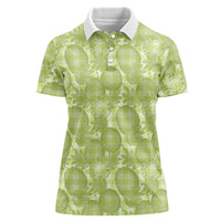 Omaomao Hawaii Breadfruit Palaka Motifs Women Polo Shirt LT14 Female Green - Polynesian Pride