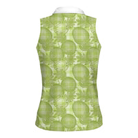 Omaomao Hawaii Breadfruit Palaka Motifs Women Sleeveless Polo Shirt LT14 - Polynesian Pride