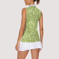 Omaomao Hawaii Breadfruit Palaka Motifs Women Sleeveless Polo Shirt LT14 - Polynesian Pride