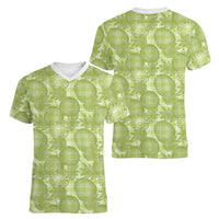 Omaomao Hawaii Breadfruit Palaka Motifs Women V-Neck T-Shirt LT14 - Polynesian Pride