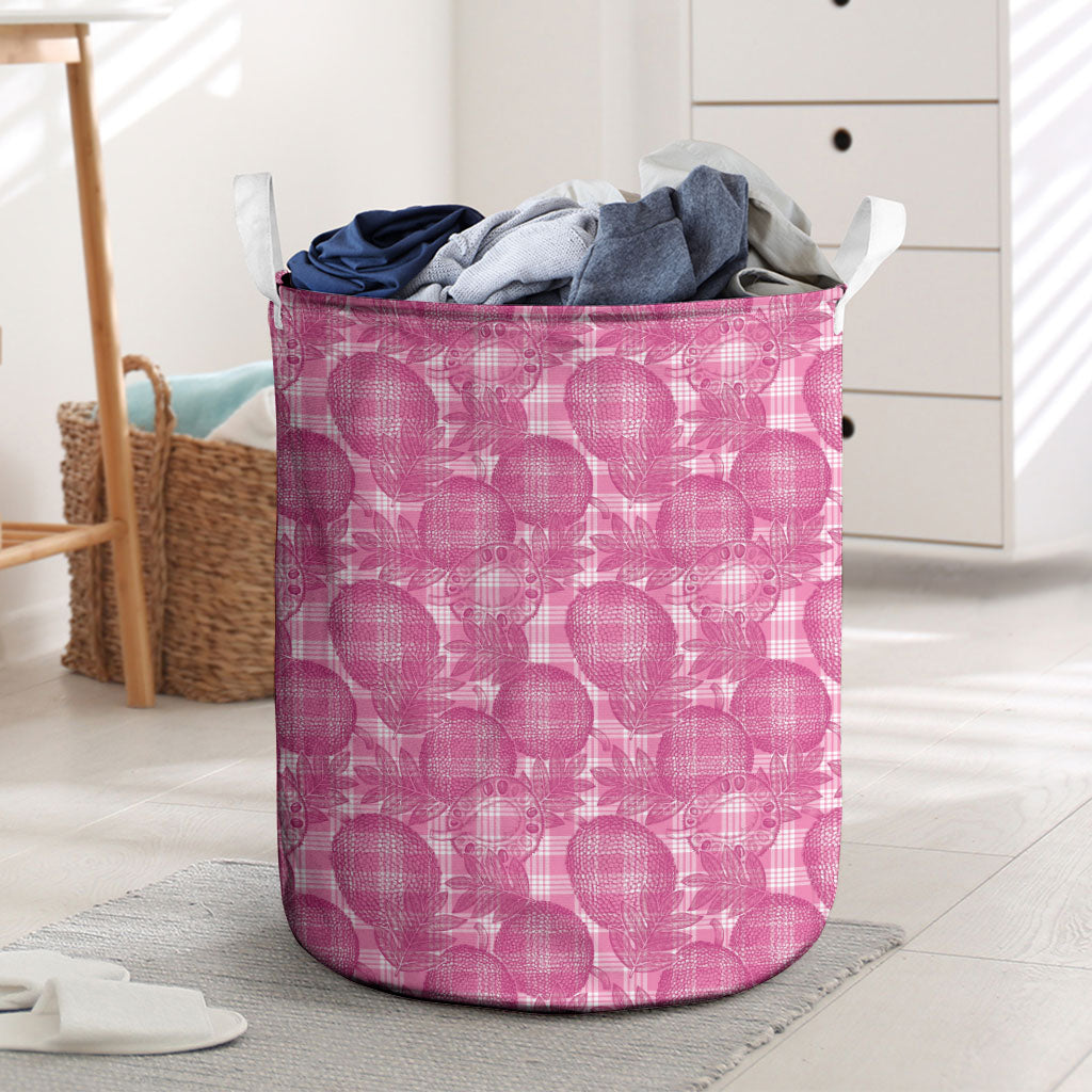 Alaka Hawaii Breadfruit Palaka Motifs Laundry Basket LT14 Pink - Polynesian Pride