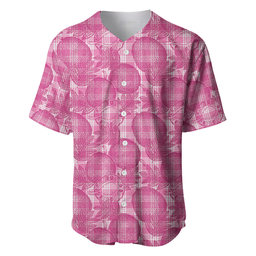 Alaka Hawaii Breadfruit Palaka Motifs Baseball Jersey LT14 Pink - Polynesian Pride