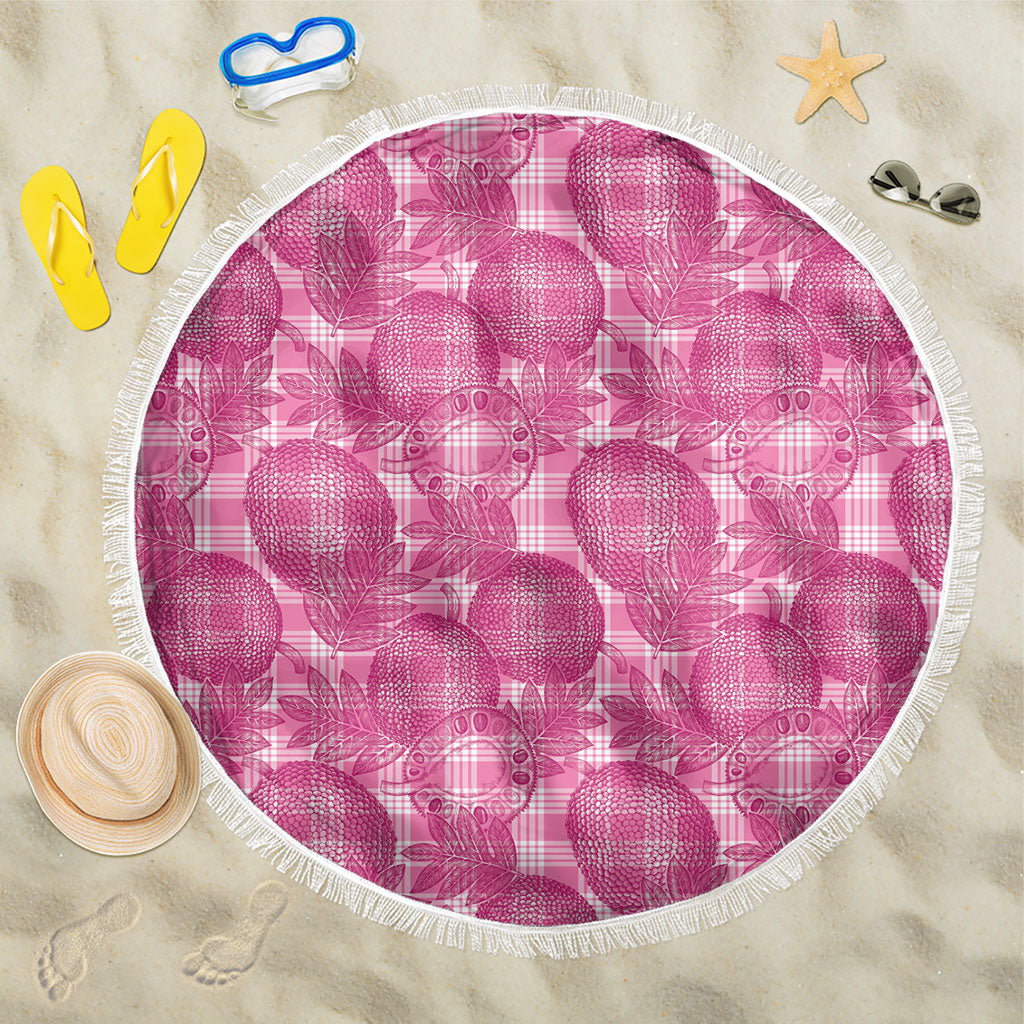 Alaka Hawaii Breadfruit Palaka Motifs Beach Blanket LT14 One Size 150cm Pink - Polynesian Pride