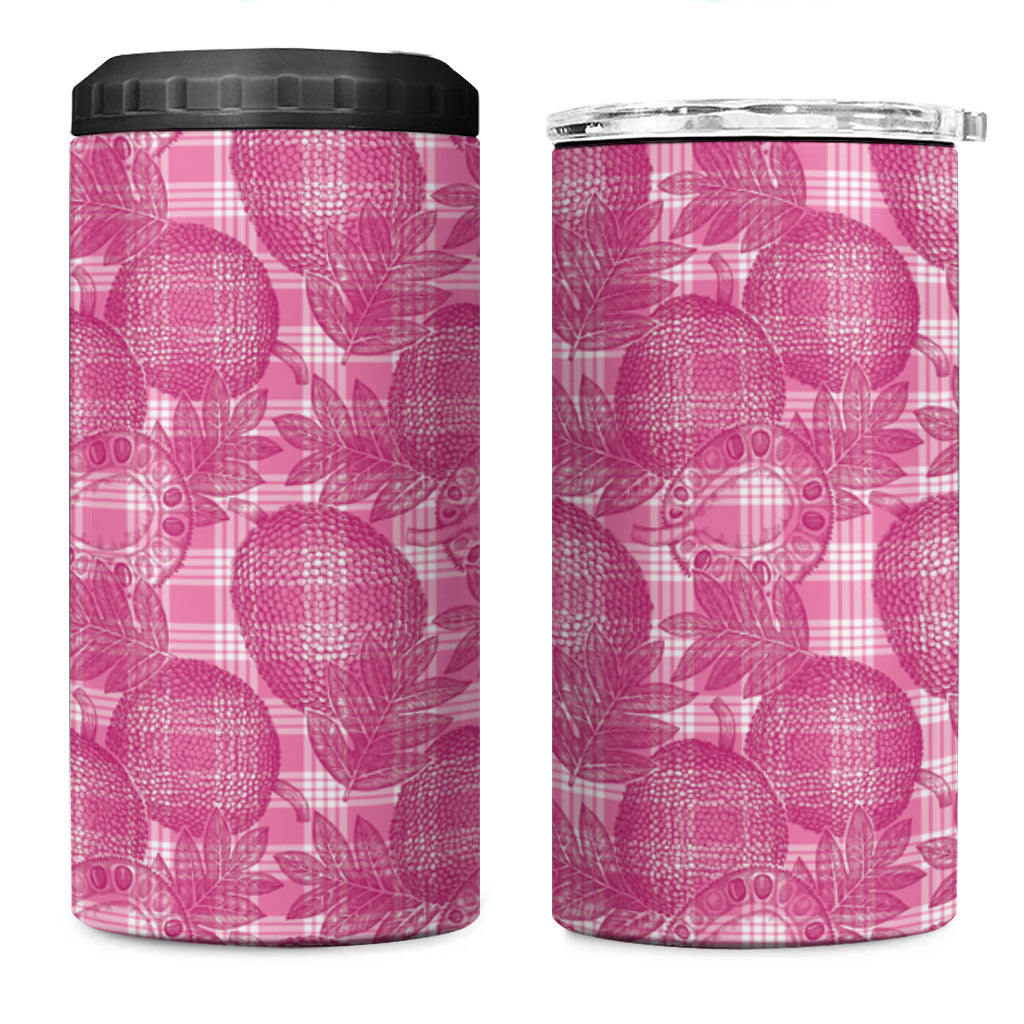 Alaka Hawaii Breadfruit Palaka Motifs 4 in 1 Can Cooler Tumbler LT14 One Size: 16 oz Pink - Polynesian Pride