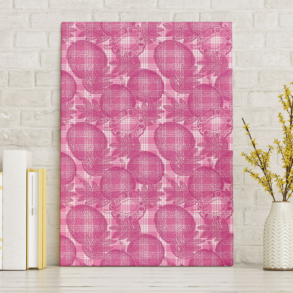 Alaka Hawaii Breadfruit Palaka Motifs Canvas Wall Art LT14 Without Frame Pink - Polynesian Pride