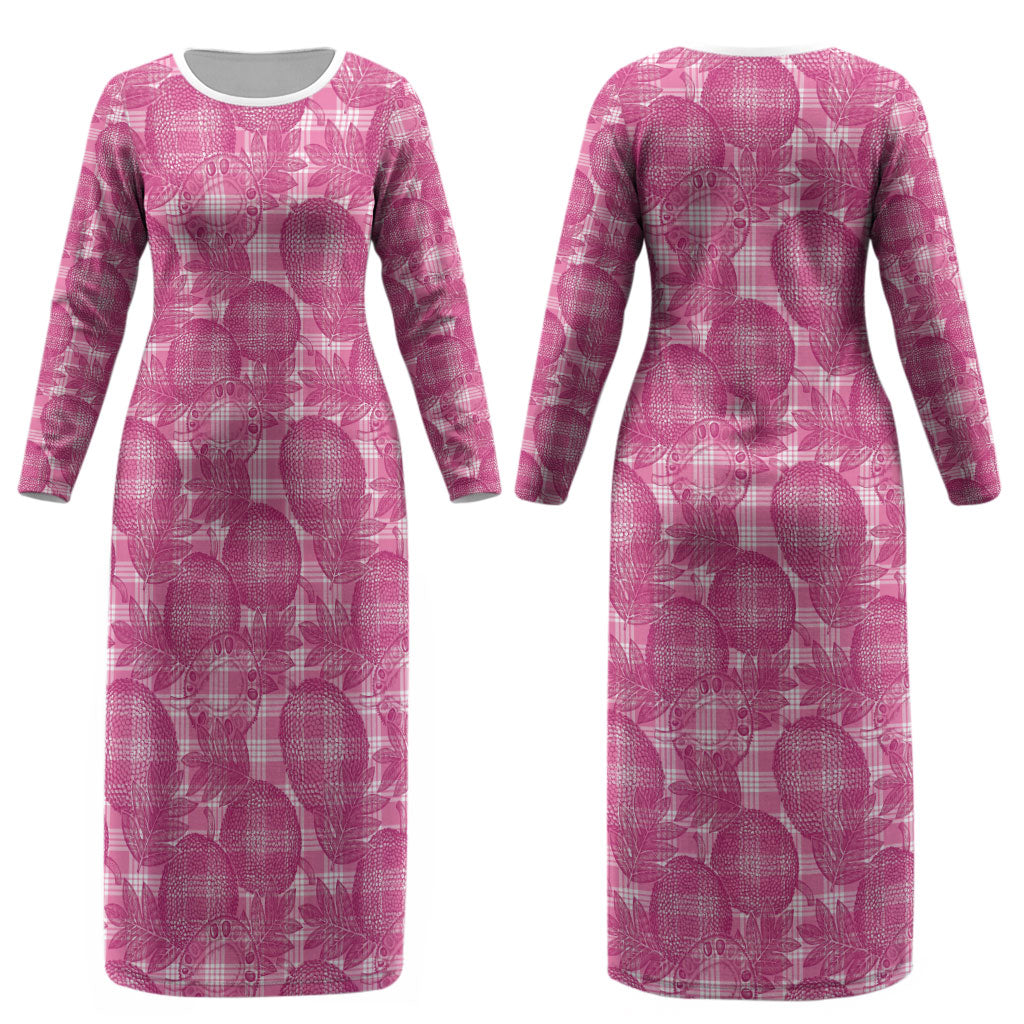 Alaka Hawaii Breadfruit Palaka Motifs Couples Matching Long Sleeve Bodycon Dress and Long Sleeve Button Shirt LT14 - Polynesian Pride