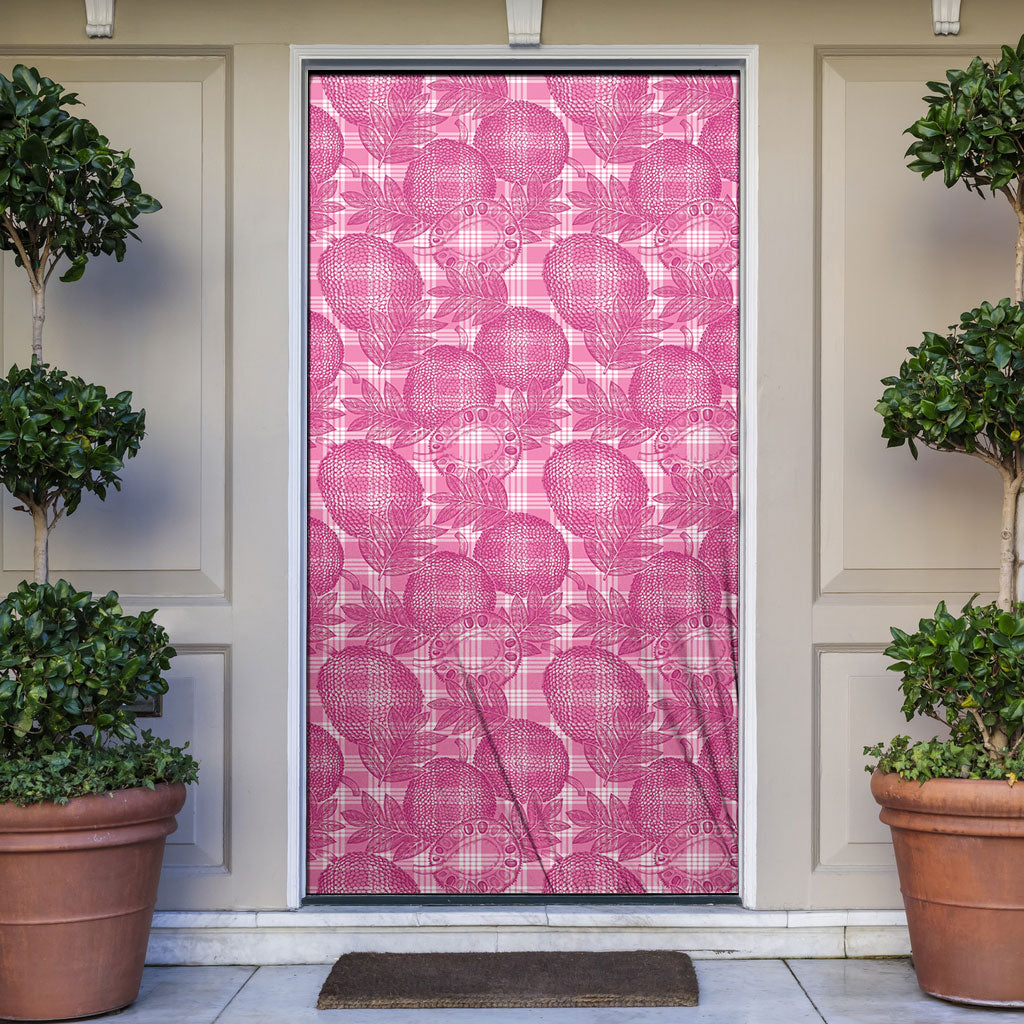 Alaka Hawaii Breadfruit Palaka Motifs Door Cover LT14 Pink - Polynesian Pride