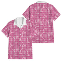 Alaka Hawaii Breadfruit Palaka Motifs Family Matching Off The Shoulder Long Sleeve Dress and Hawaiian Shirt LT14 Dad's Shirt - Short Sleeve Pink - Polynesian Pride