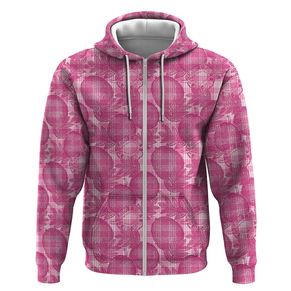 Alaka Hawaii Breadfruit Palaka Motifs Hoodie LT14 Zip Hoodie Pink - Polynesian Pride