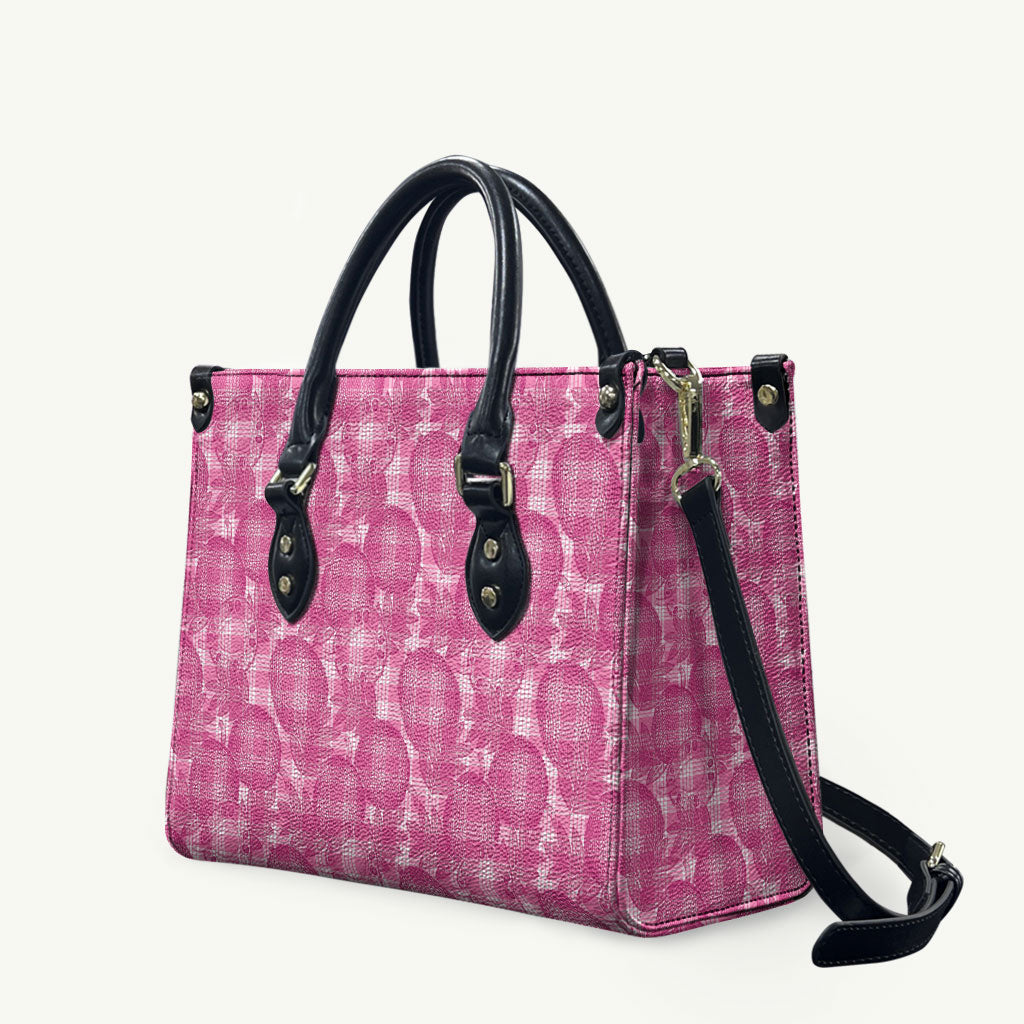 Alaka Hawaii Breadfruit Palaka Motifs Leather Bag LT14 Pink - Polynesian Pride