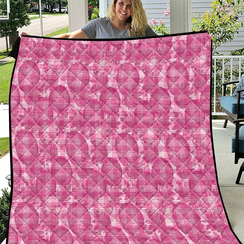 Alaka Hawaii Breadfruit Palaka Motifs Quilt LT14 Pink - Polynesian Pride