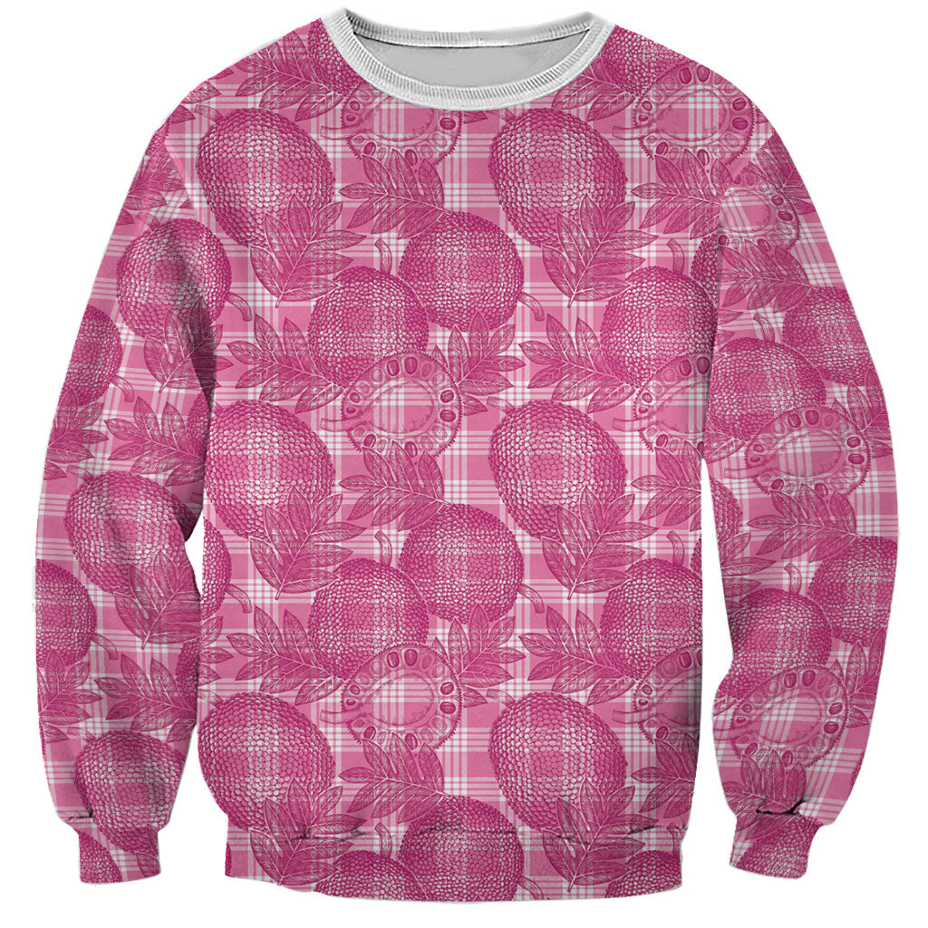 Alaka Hawaii Breadfruit Palaka Motifs Sweatshirt LT14 Unisex Pink - Polynesian Pride