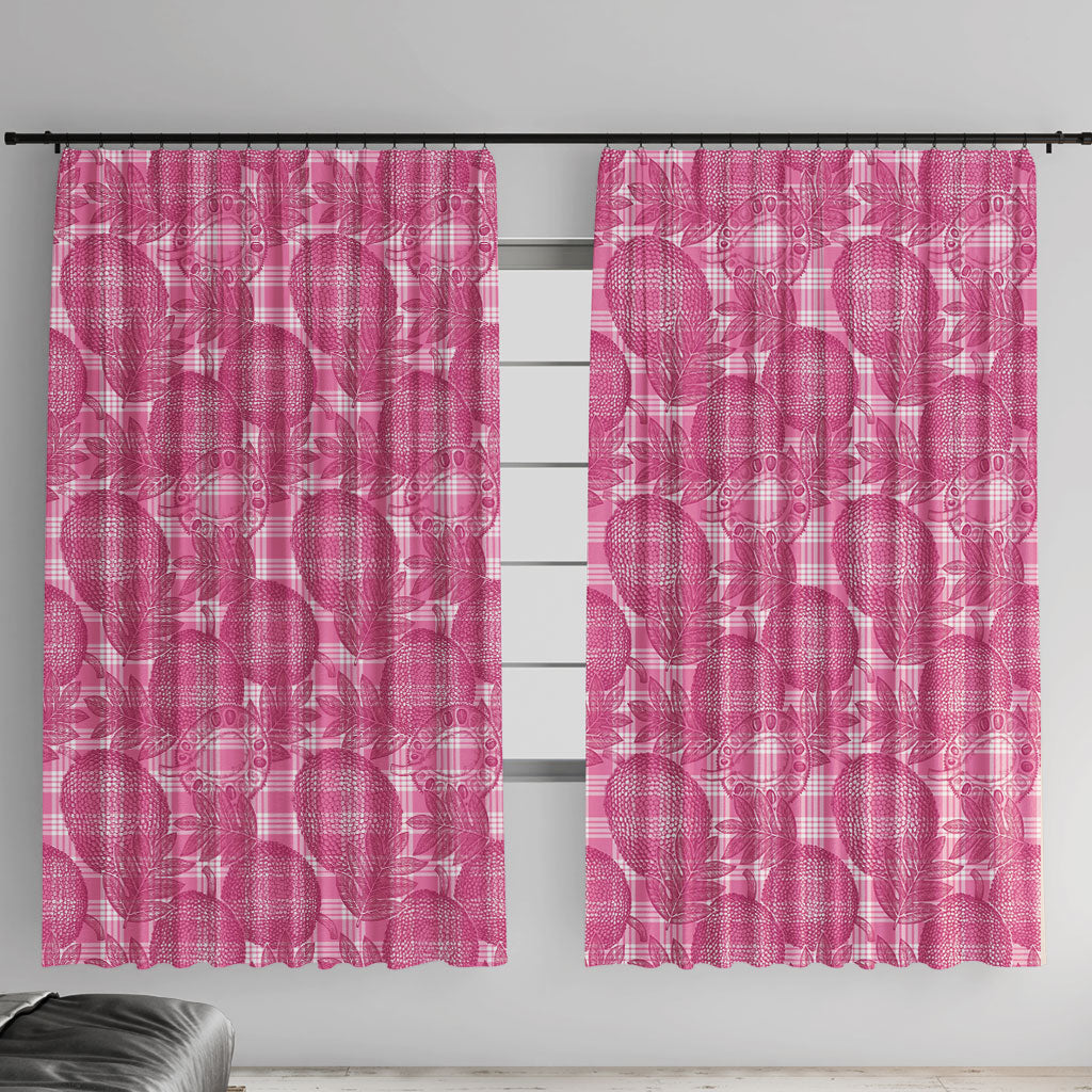 Alaka Hawaii Breadfruit Palaka Motifs Window Curtain LT14 With Hooks Pink - Polynesian Pride