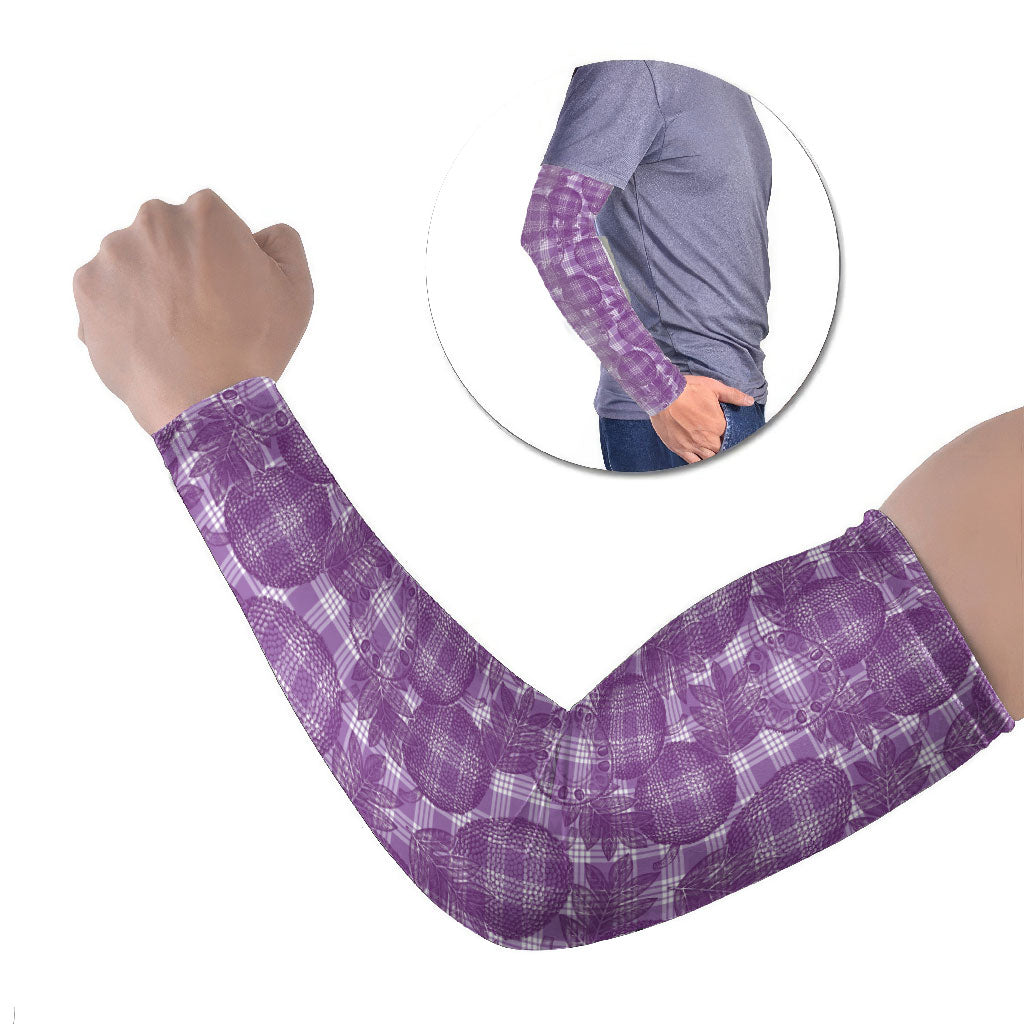Poni Hawaii Breadfruit Palaka Motifs Arm Sleeves LT14 Set of 2 Purple - Polynesian Pride