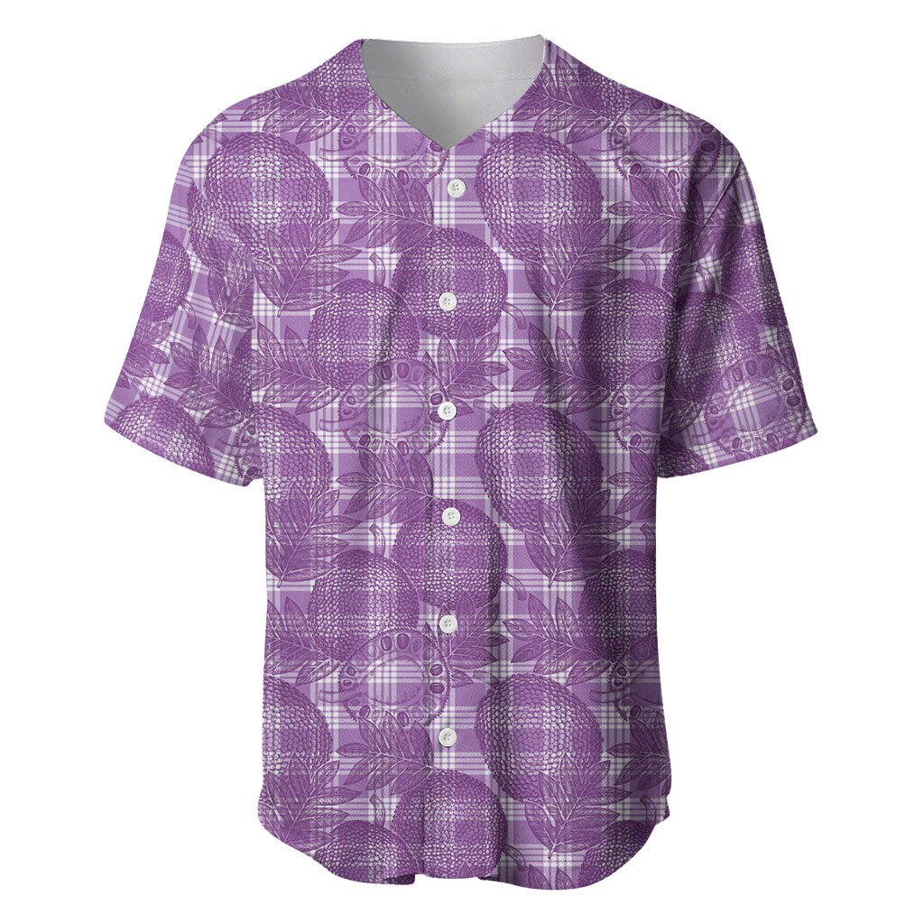Poni Hawaii Breadfruit Palaka Motifs Baseball Jersey LT14 Purple - Polynesian Pride