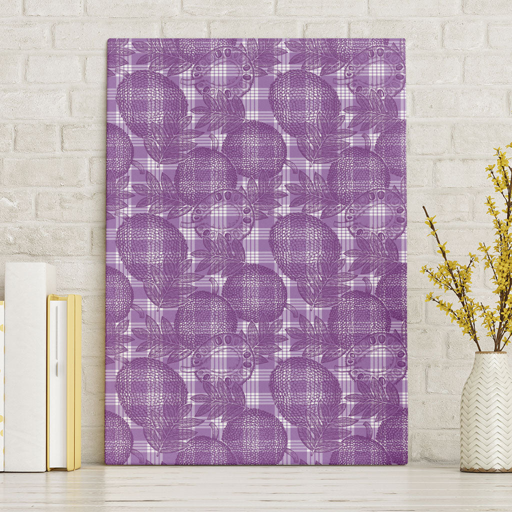 Poni Hawaii Breadfruit Palaka Motifs Canvas Wall Art LT14 Without Frame Purple - Polynesian Pride