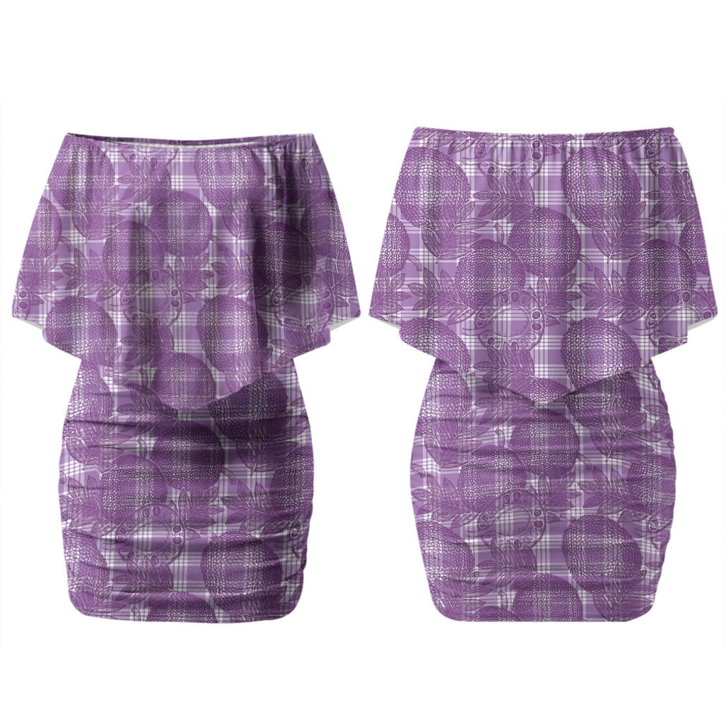 Poni Hawaii Breadfruit Palaka Motifs Couples Matching Off Shoulder Short Dress and Hawaiian Shirt LT14 - Polynesian Pride