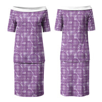 Poni Hawaii Breadfruit Palaka Motifs Couples Matching Puletasi and Long Sleeve Button Shirt LT14 - Polynesian Pride