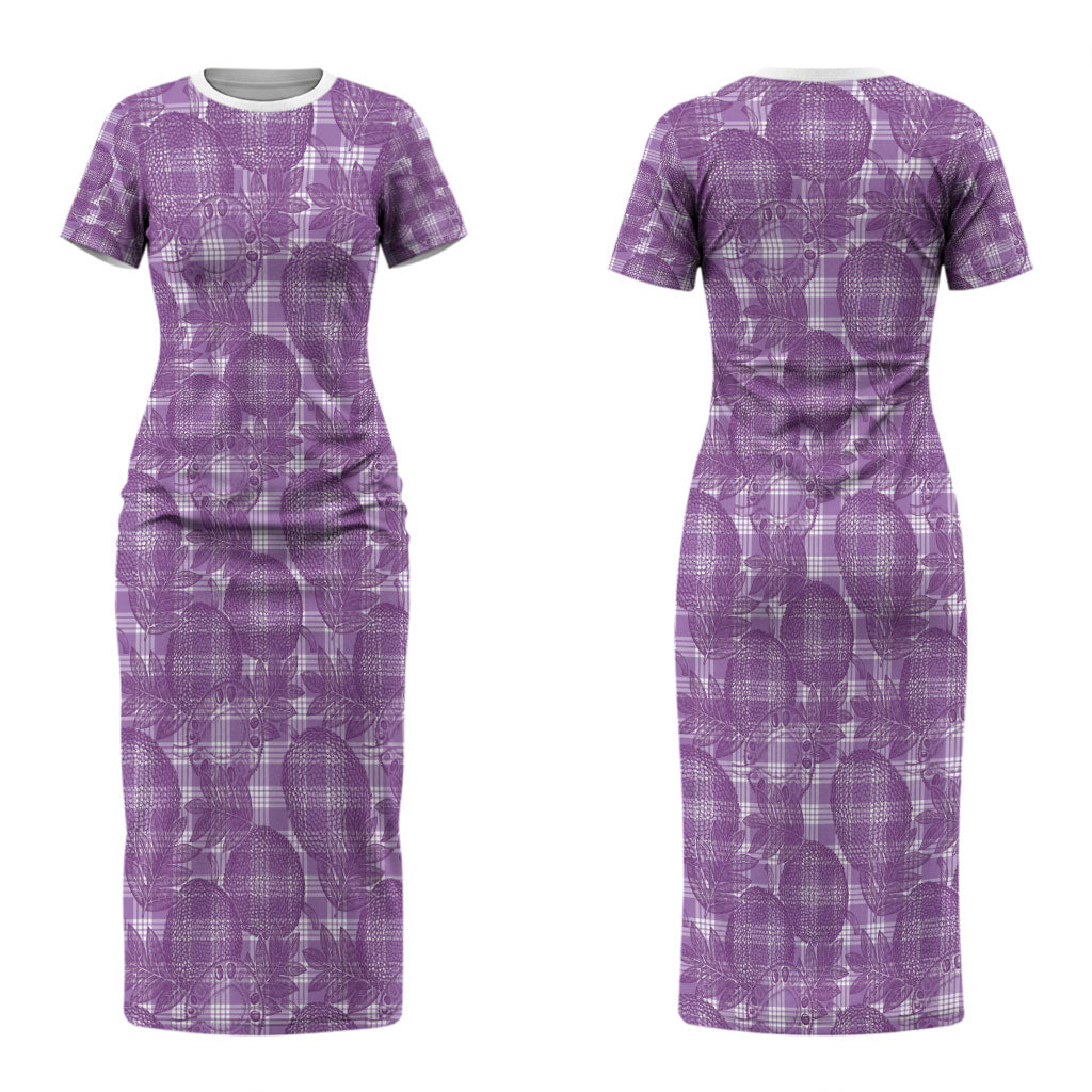 Poni Hawaii Breadfruit Palaka Motifs Couples Matching Short Sleeve Bodycon Dress and Hawaiian Shirt LT14 - Polynesian Pride