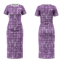 Poni Hawaii Breadfruit Palaka Motifs Family Matching Short Sleeve Bodycon Dress and Hawaiian Shirt LT14 Mom's Dress Purple - Polynesian Pride