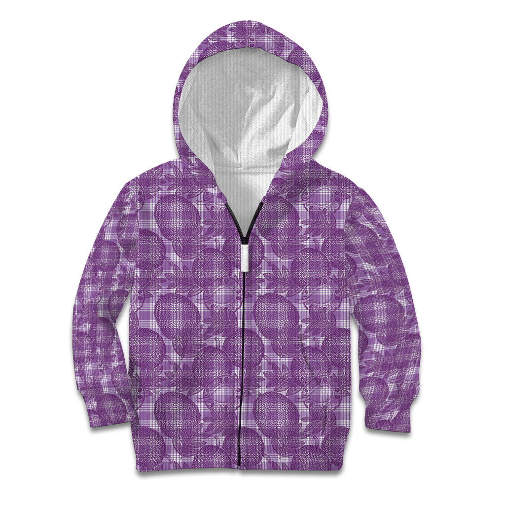 Poni Hawaii Breadfruit Palaka Motifs Kid Hoodie LT14 Zip Hoodie Purple - Polynesian Pride