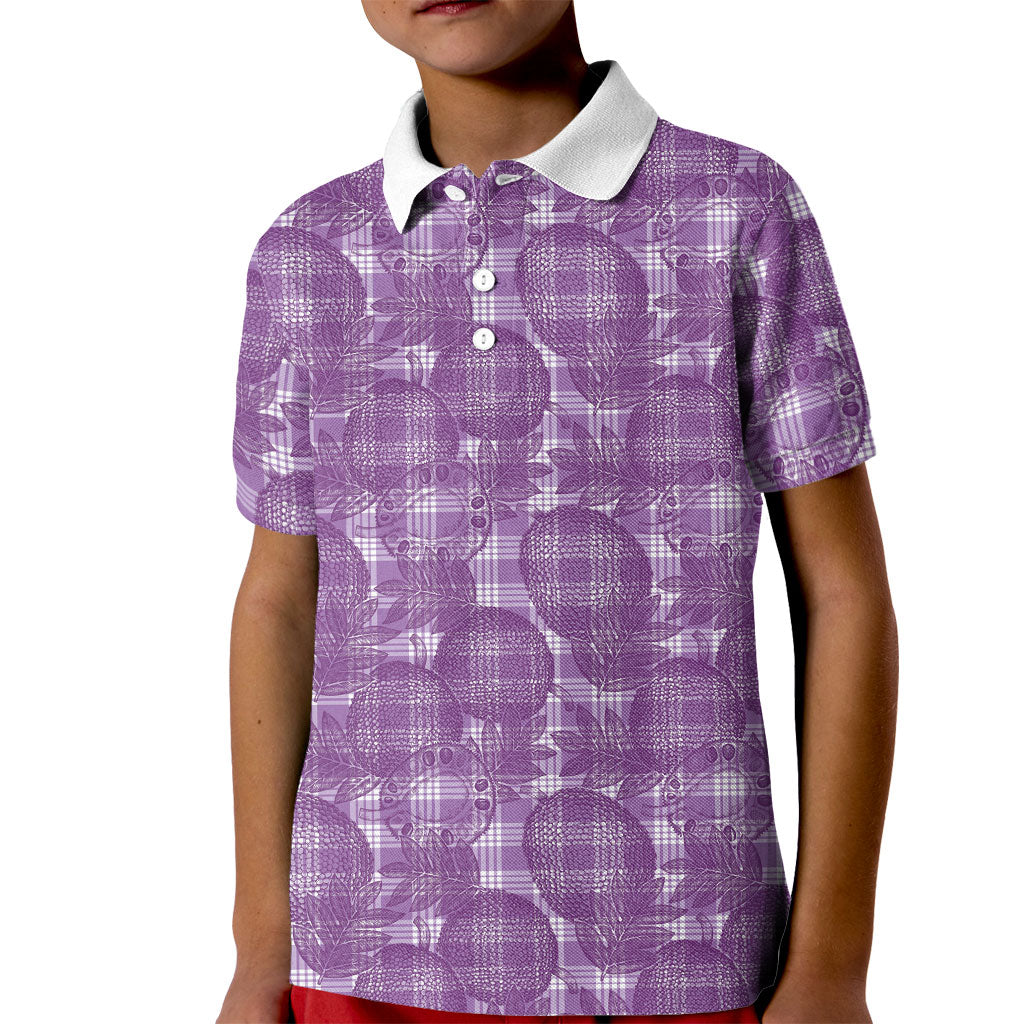 Poni Hawaii Breadfruit Palaka Motifs Kid Polo Shirt LT14 Kid Purple - Polynesian Pride