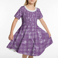 Poni Hawaii Breadfruit Palaka Motifs Kid Short Sleeve Dress LT14 - Polynesian Pride